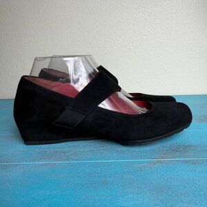 Pas de Rouge Mary Jane Silvia Black Suede Low Wedge Women's Shoe Size 39 Italy